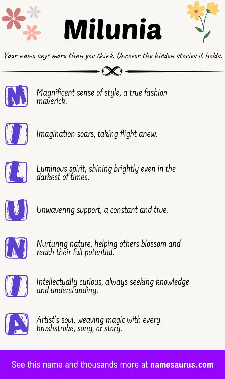 Acrostic poem about Milunia.