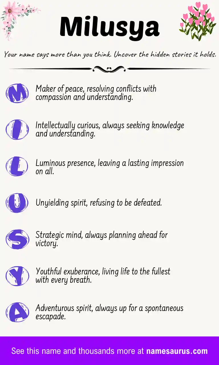 Acrostic poem about Milusya.