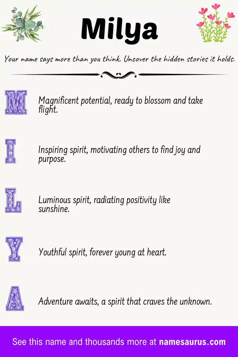 Acrostic poem about Milya.