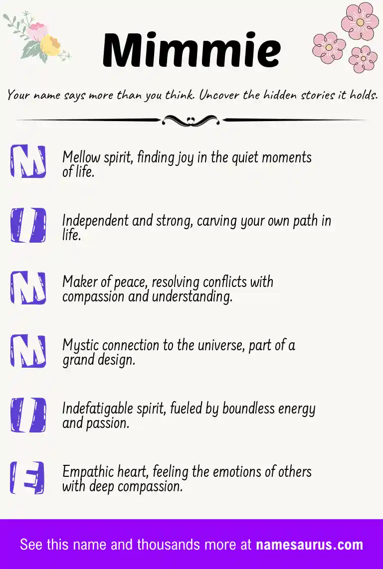 Acrostic poem about Mimmie.