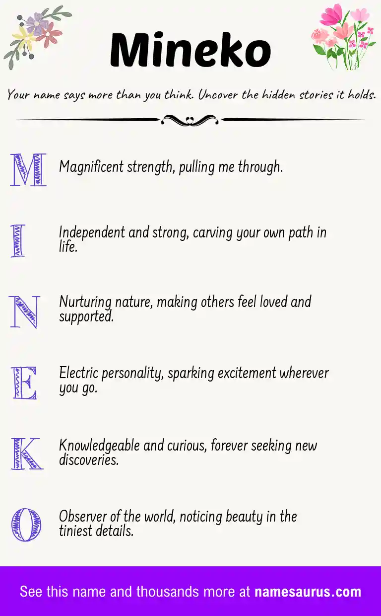 Acrostic poem about Mineko.
