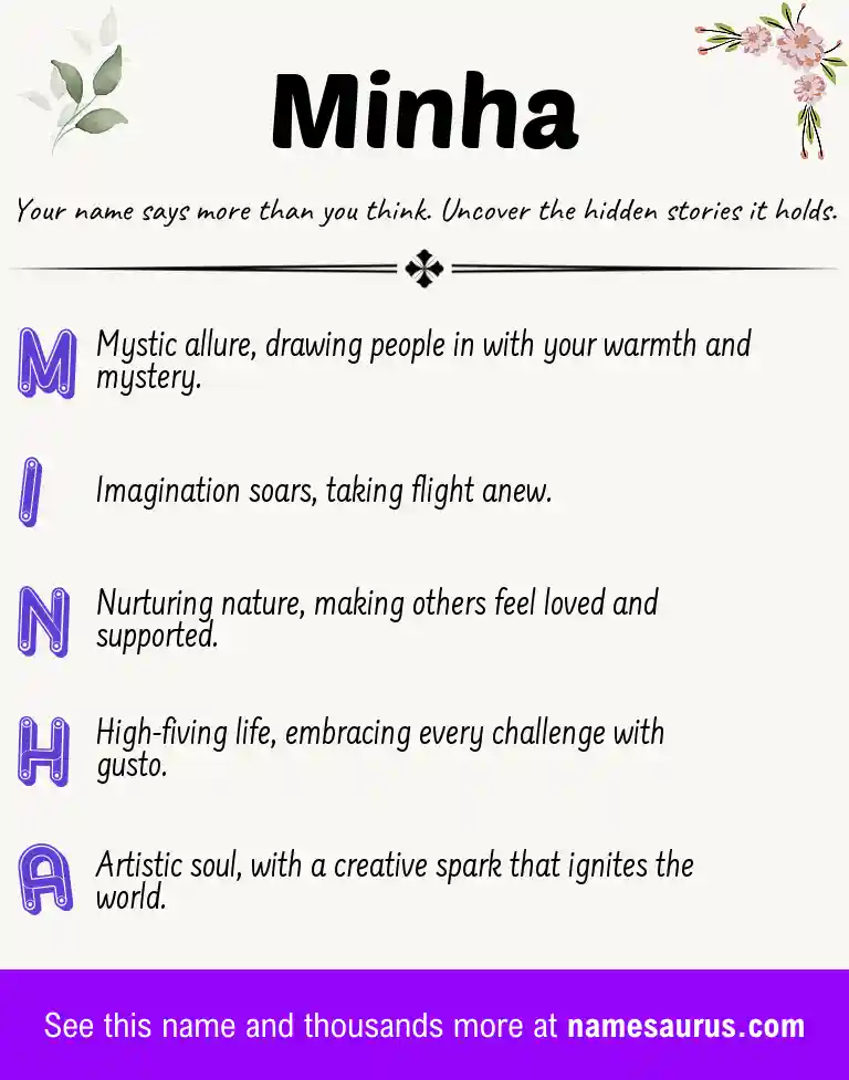 Acrostic poem about Minha.