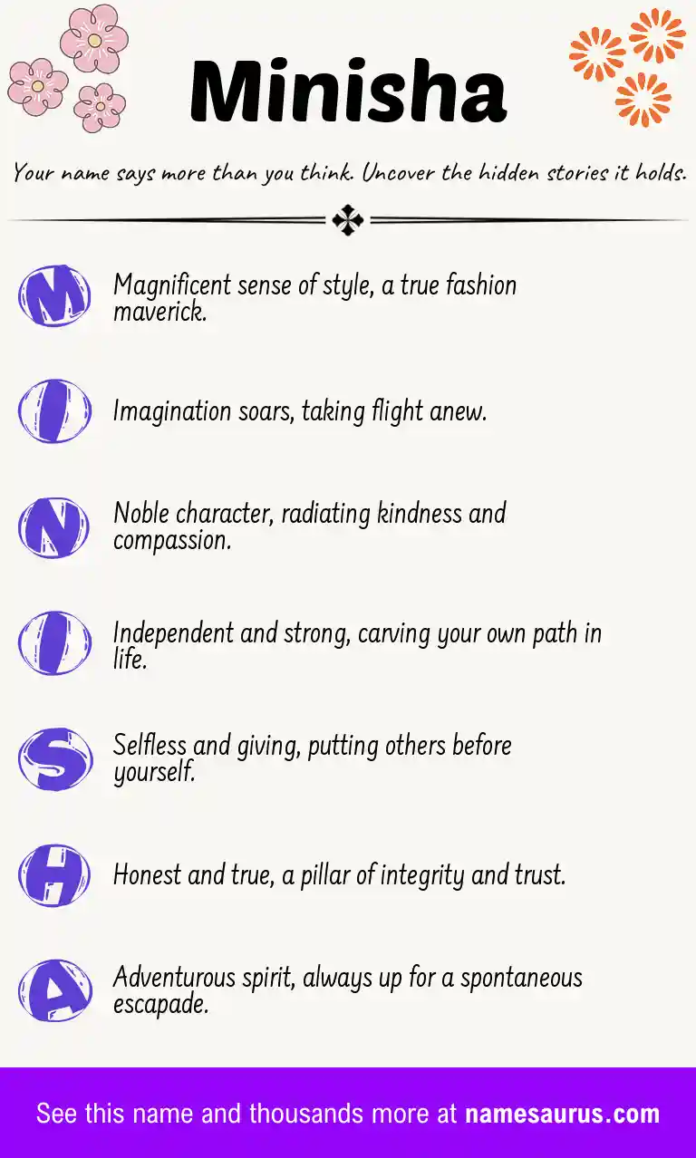 Acrostic poem about Minisha.