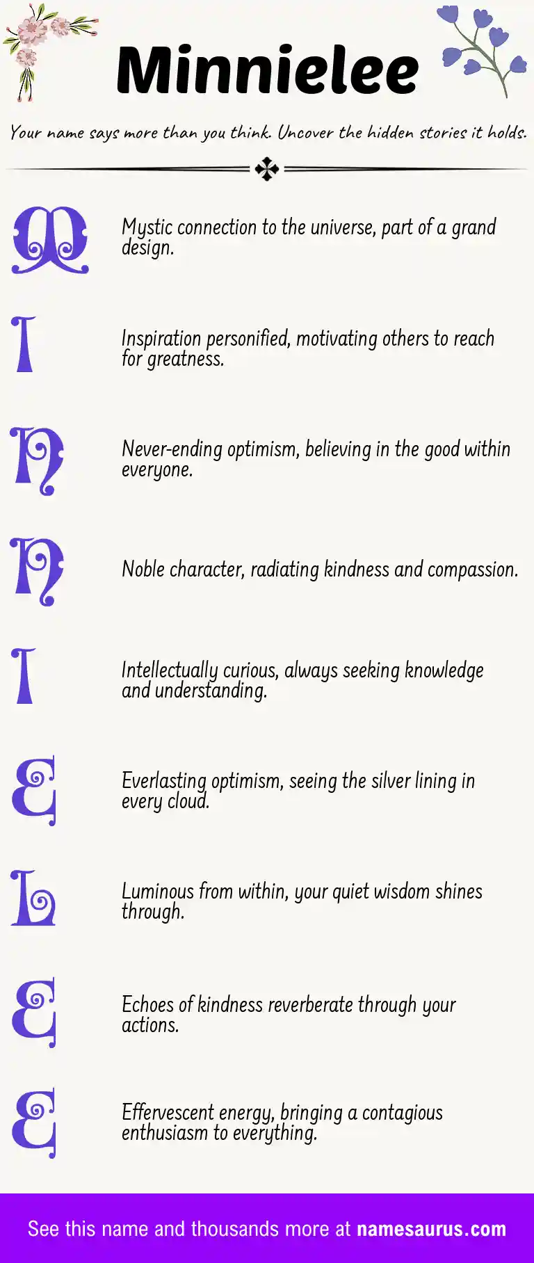 Acrostic poem about Minnielee.