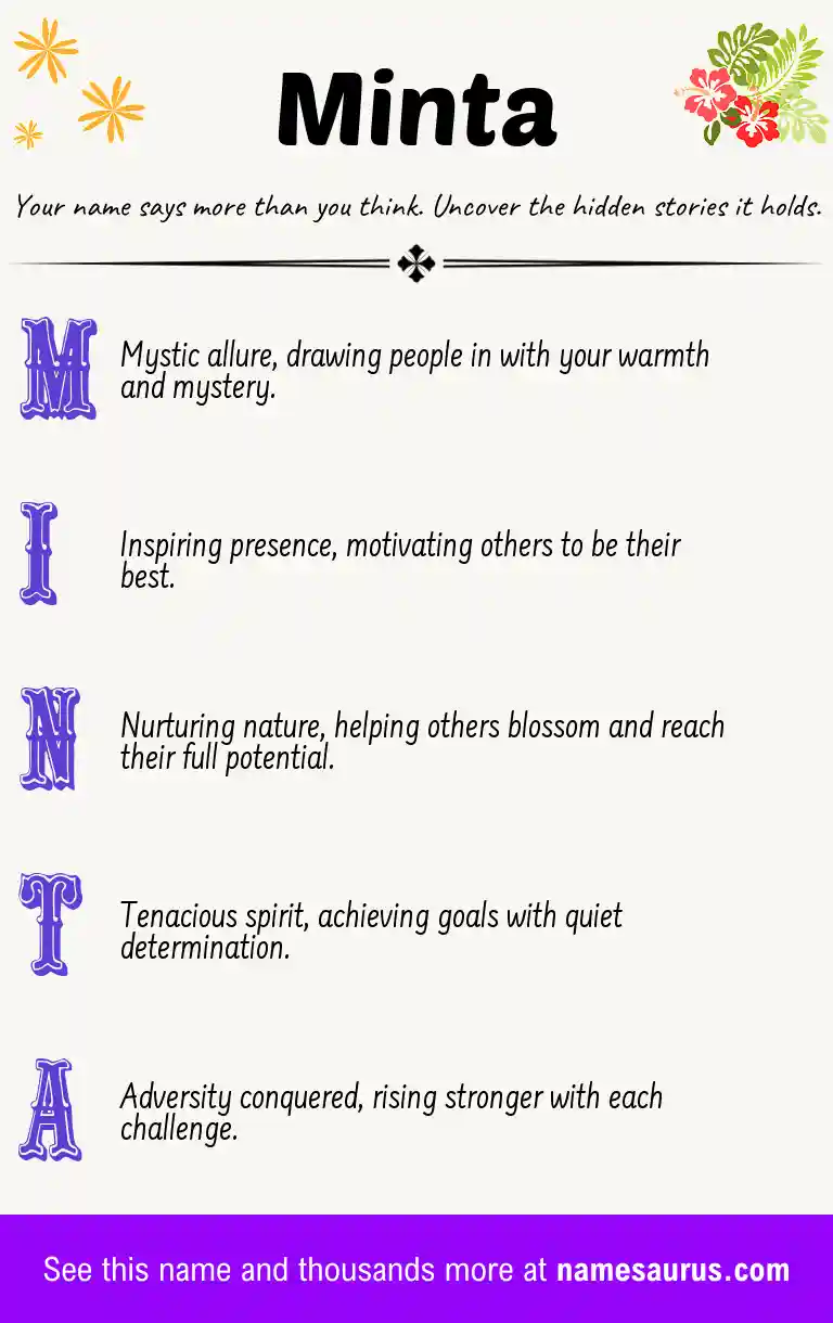 Acrostic poem about Minta.