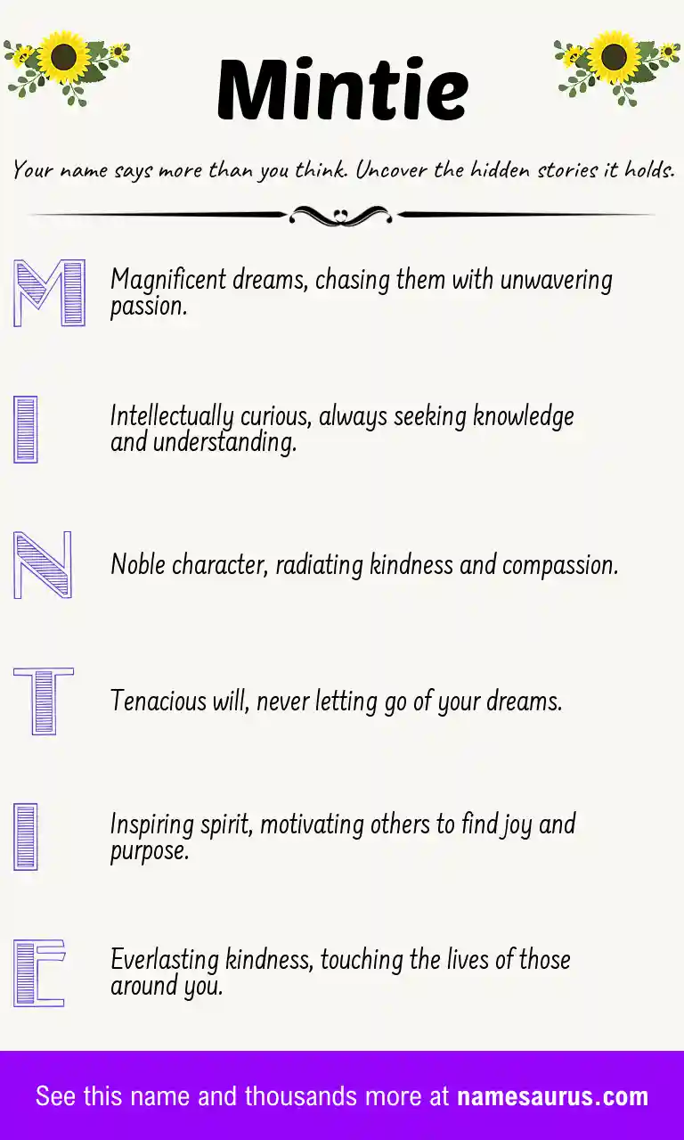 Acrostic poem about Mintie.