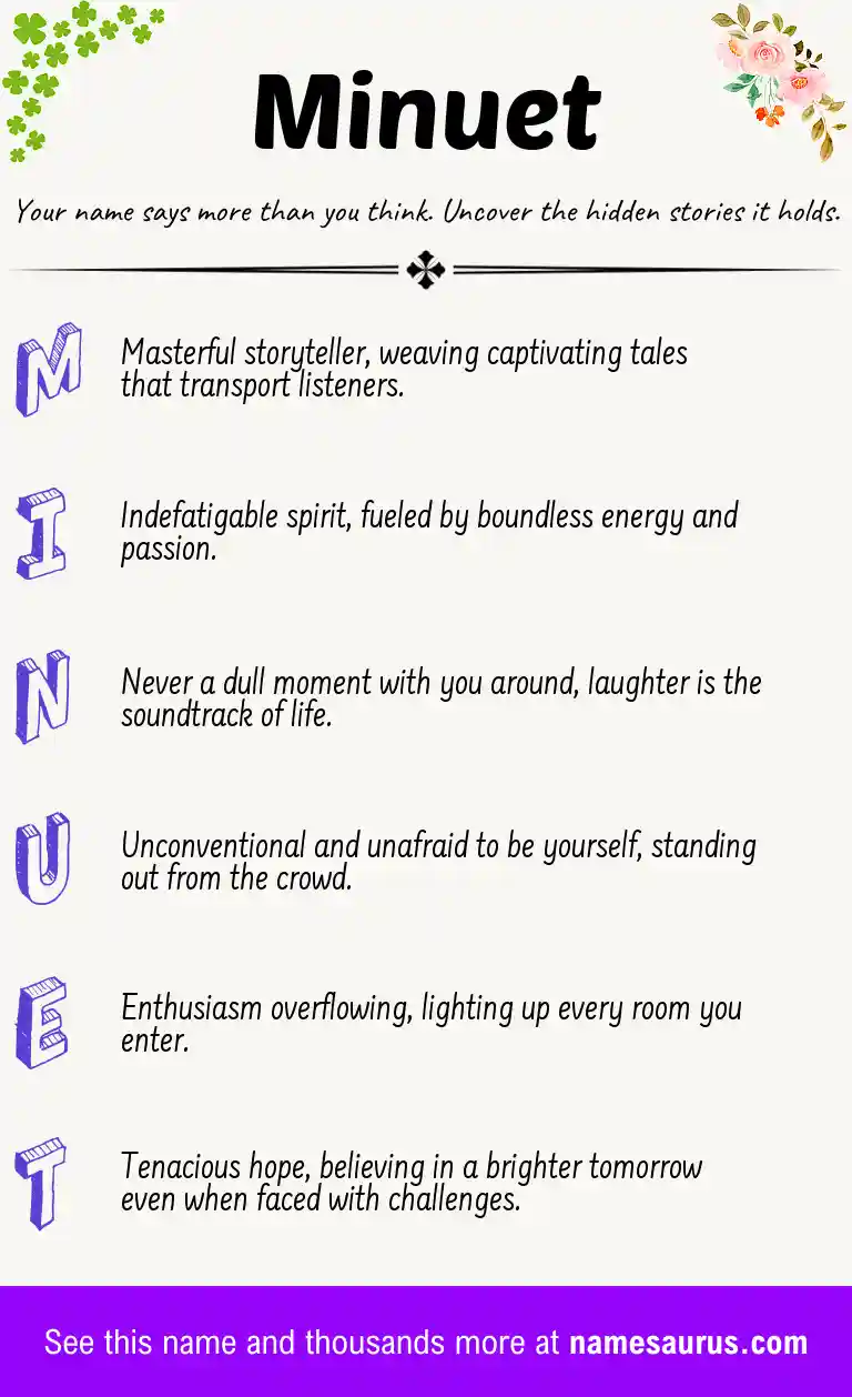 Acrostic poem about Minuet.