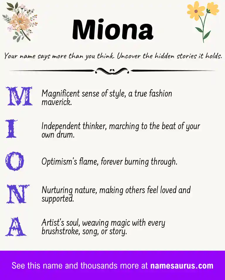 Acrostic poem about Miona.