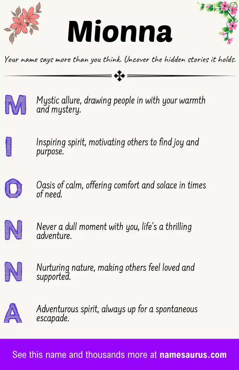 Acrostic poem about Mionna.