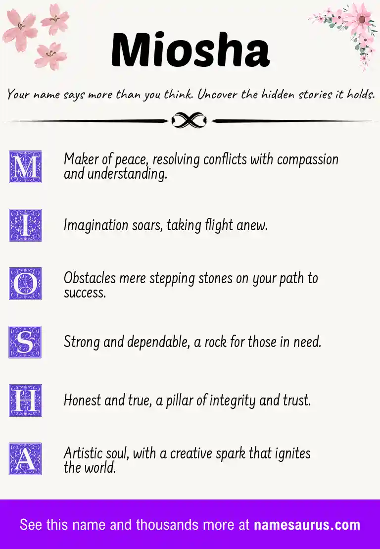 Acrostic poem about Miosha.