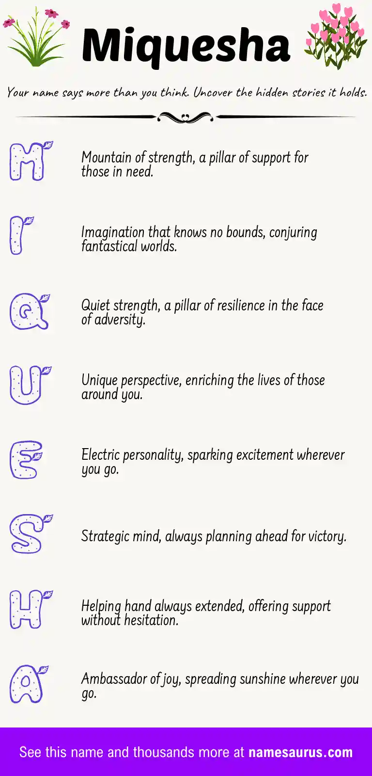 Acrostic poem about Miquesha.
