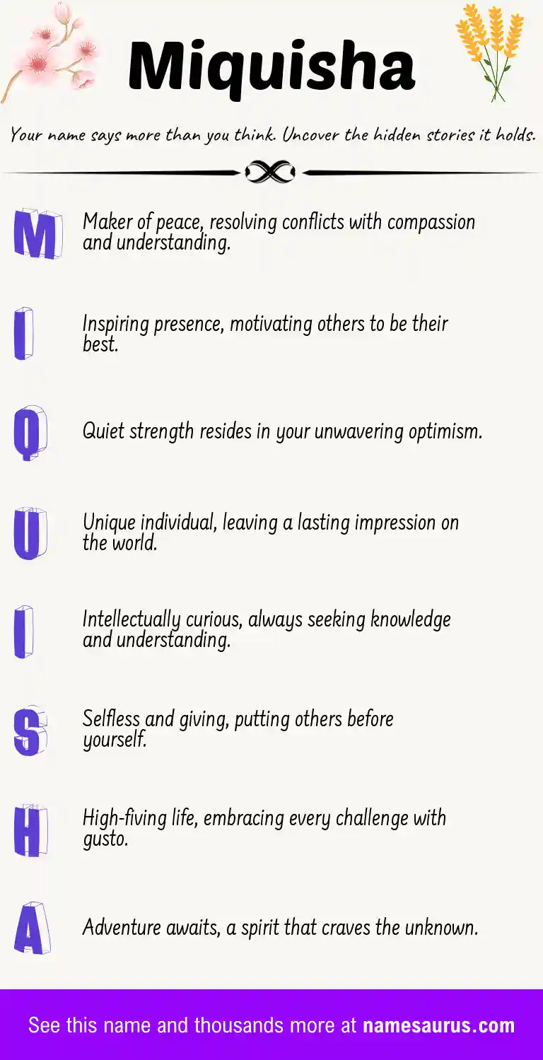 Acrostic poem about Miquisha.