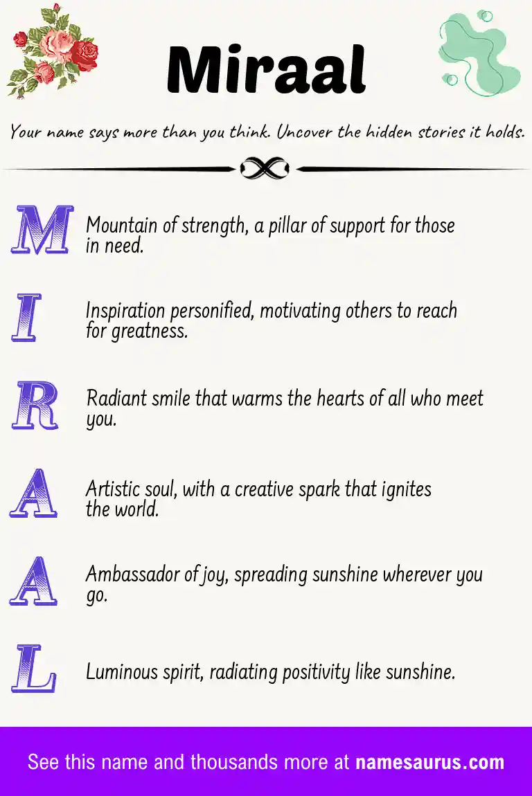 Acrostic poem about Miraal.