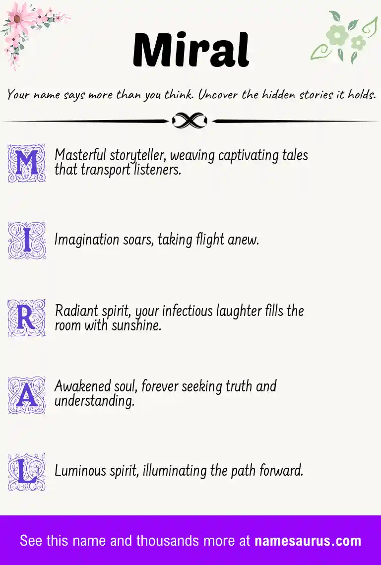 Acrostic poem about Miral.