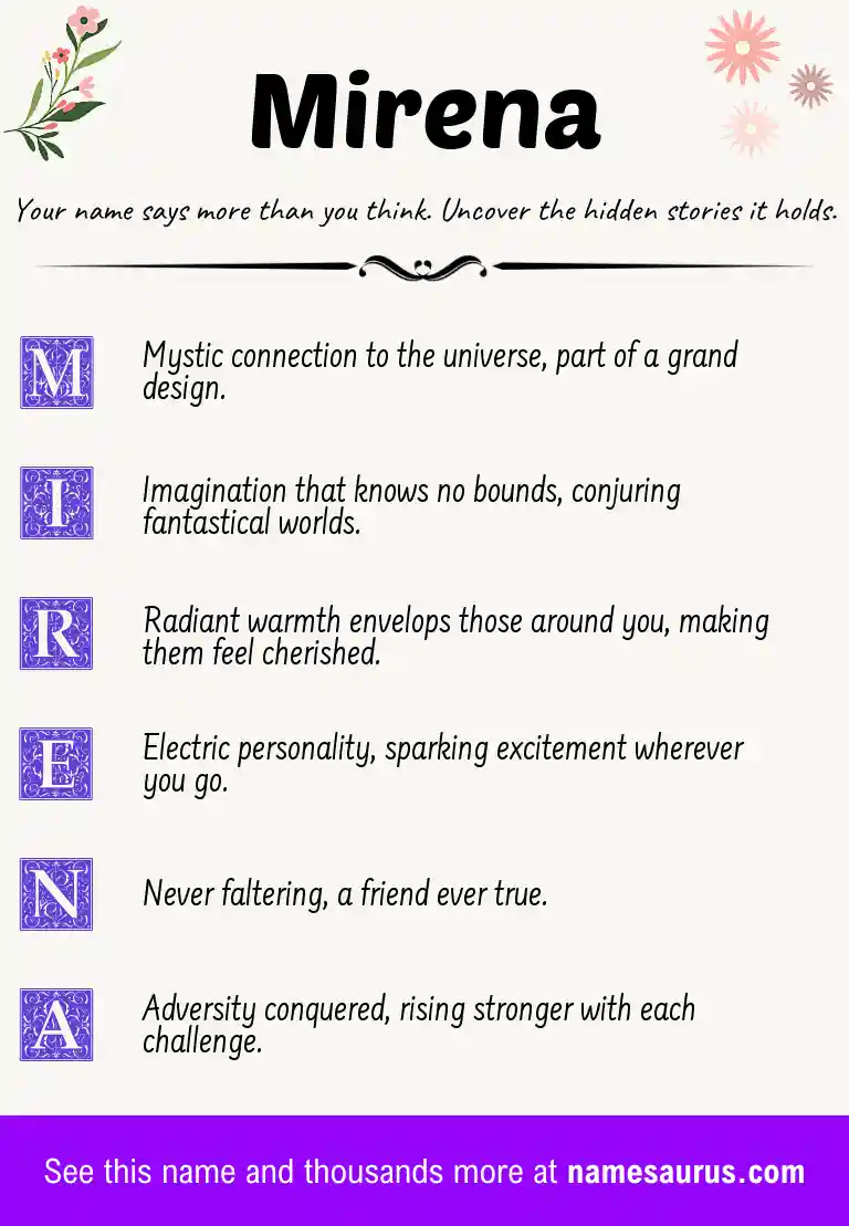 Acrostic poem about Mirena.