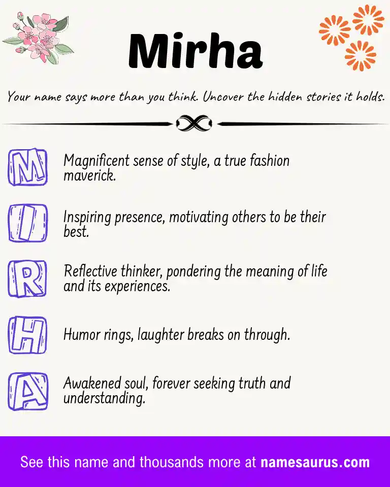 Acrostic poem about Mirha.
