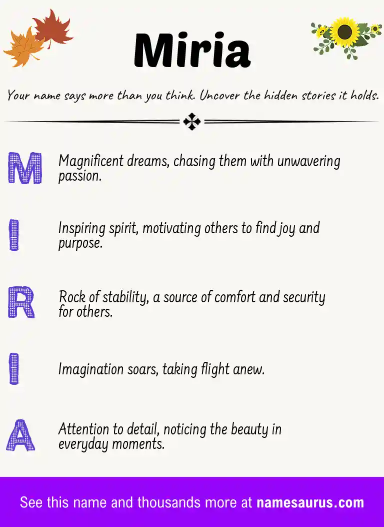 Acrostic poem about Miria.