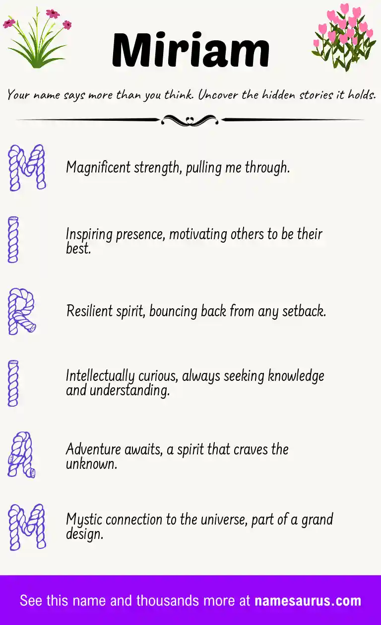 Acrostic poem about Miriam.