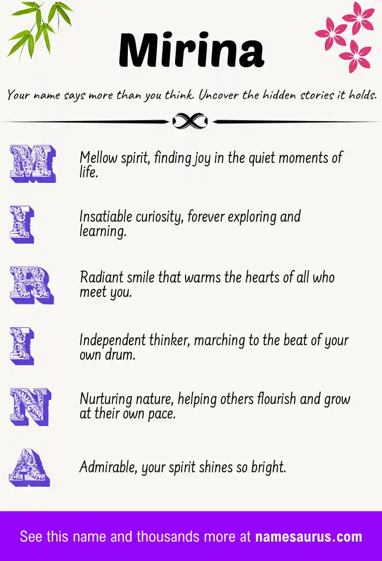 Acrostic poem about Mirina.