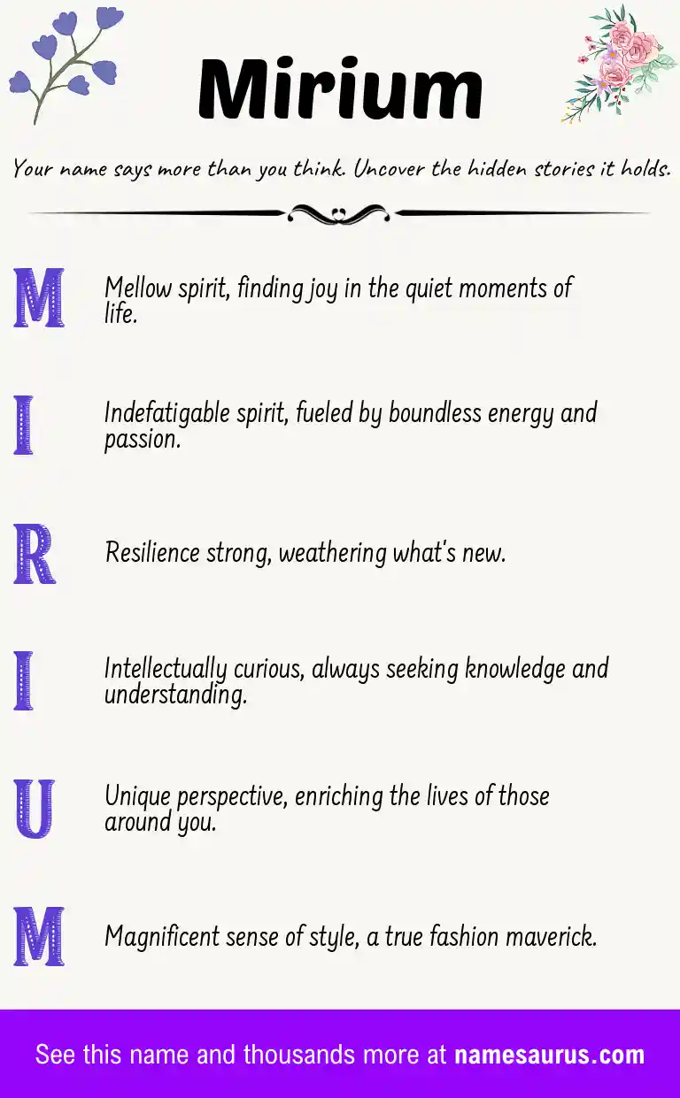 Acrostic poem about Mirium.