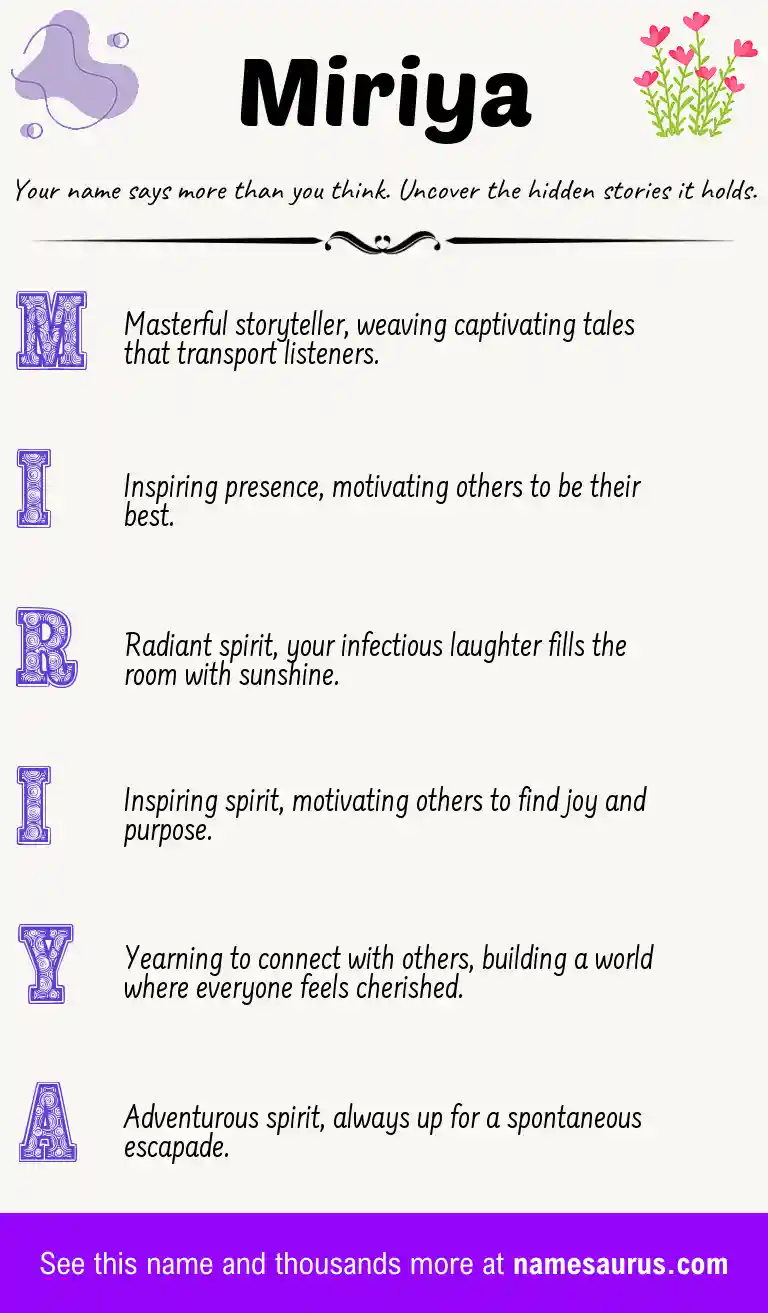 Acrostic poem about Miriya.