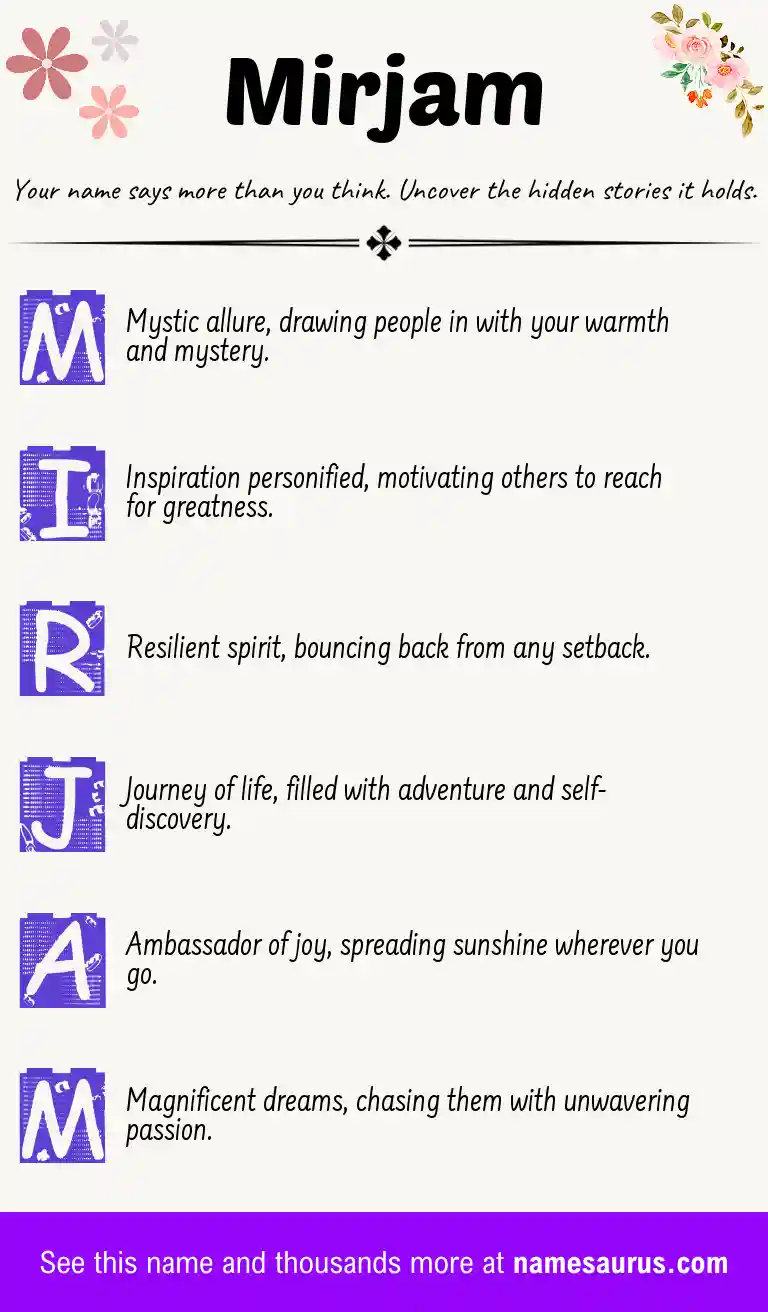 Acrostic poem about Mirjam.