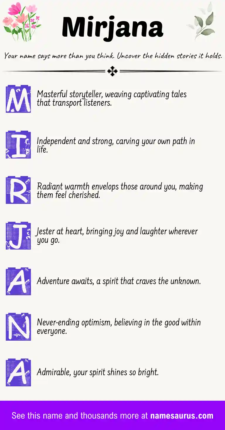 Acrostic poem about Mirjana.