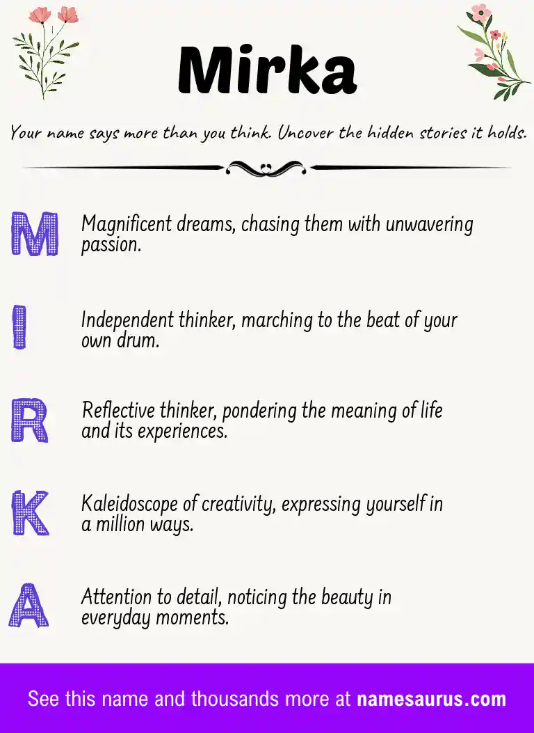 Acrostic poem about Mirka.