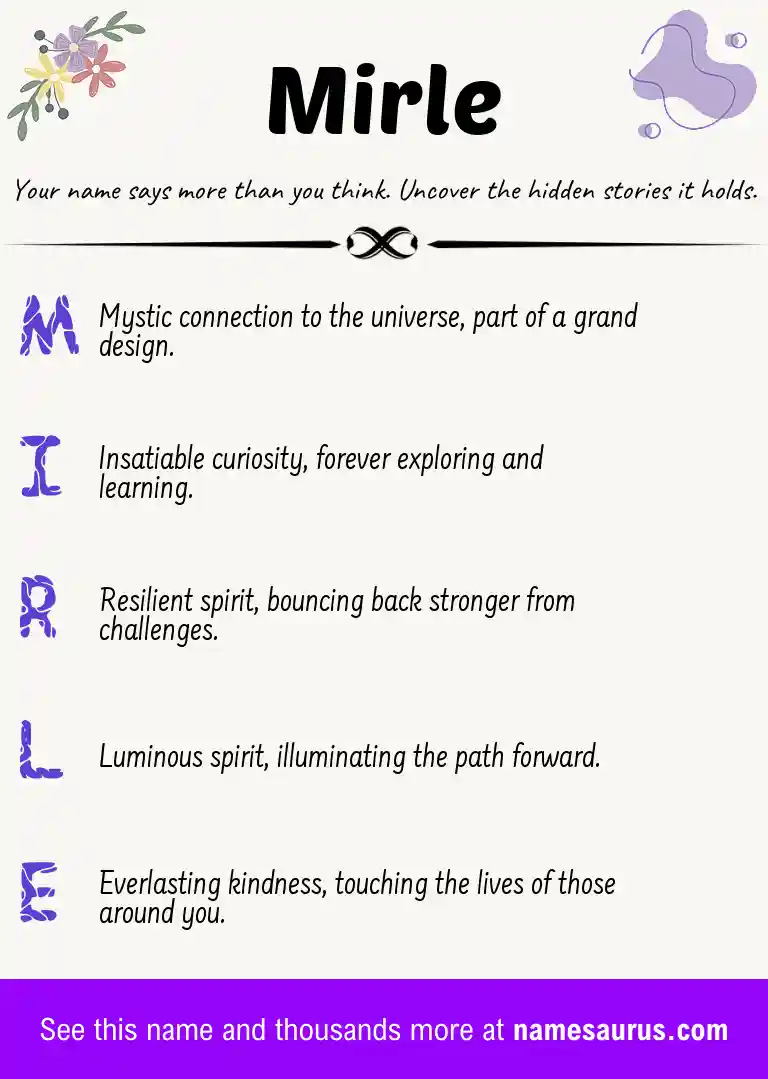 Acrostic poem about Mirle.