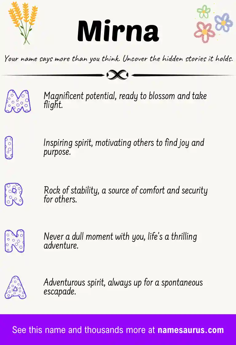 Acrostic poem about Mirna.