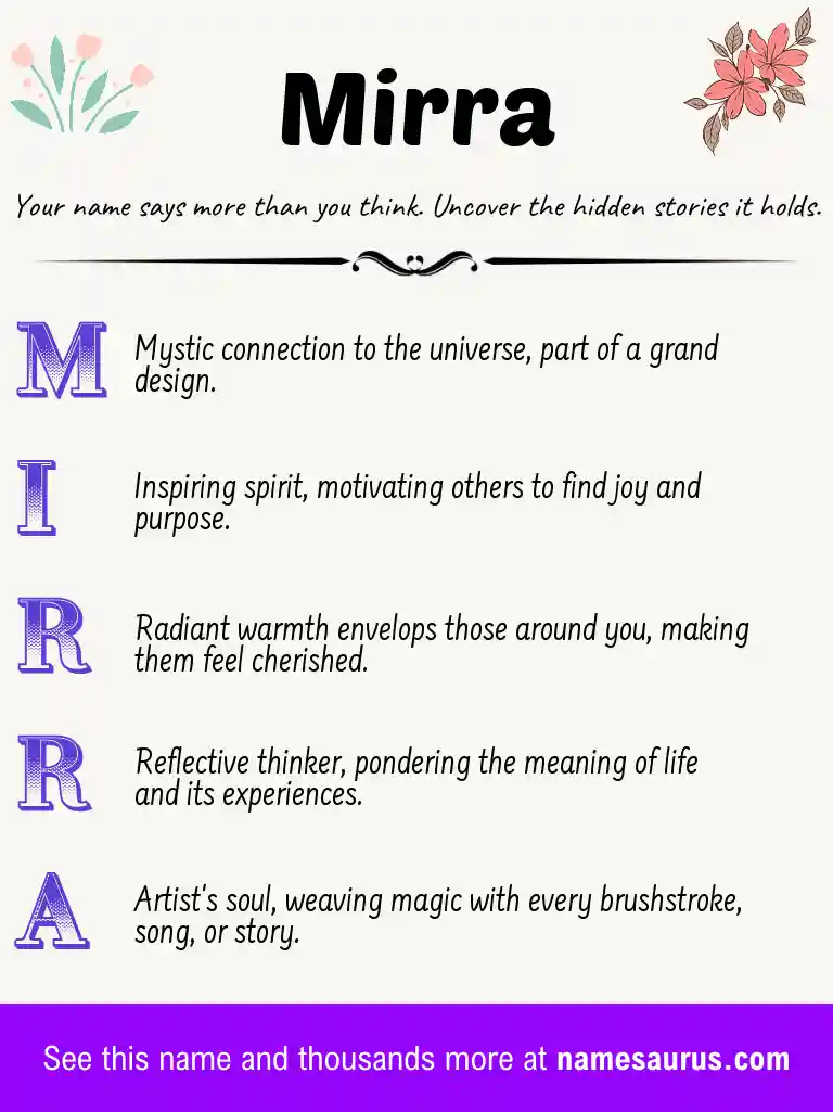 Acrostic poem about Mirra.
