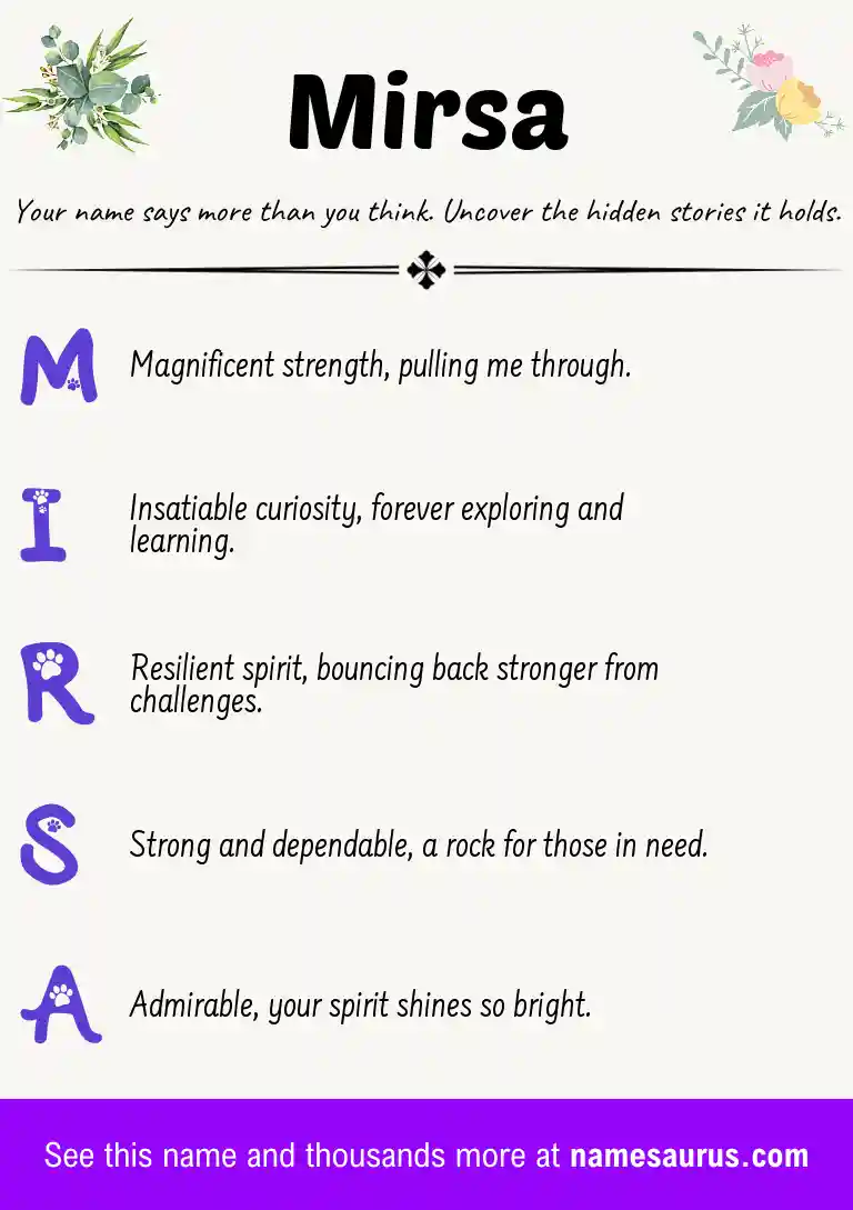 Acrostic poem about Mirsa.