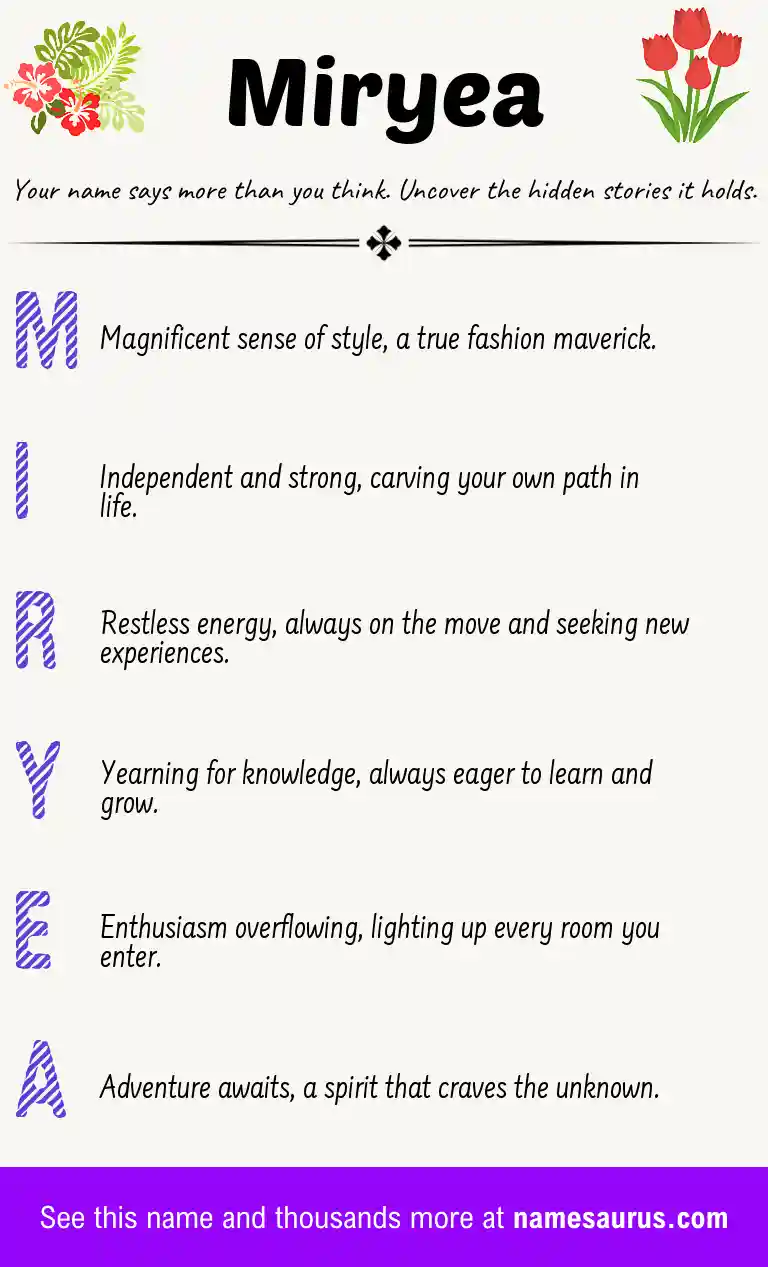 Acrostic poem about Miryea.