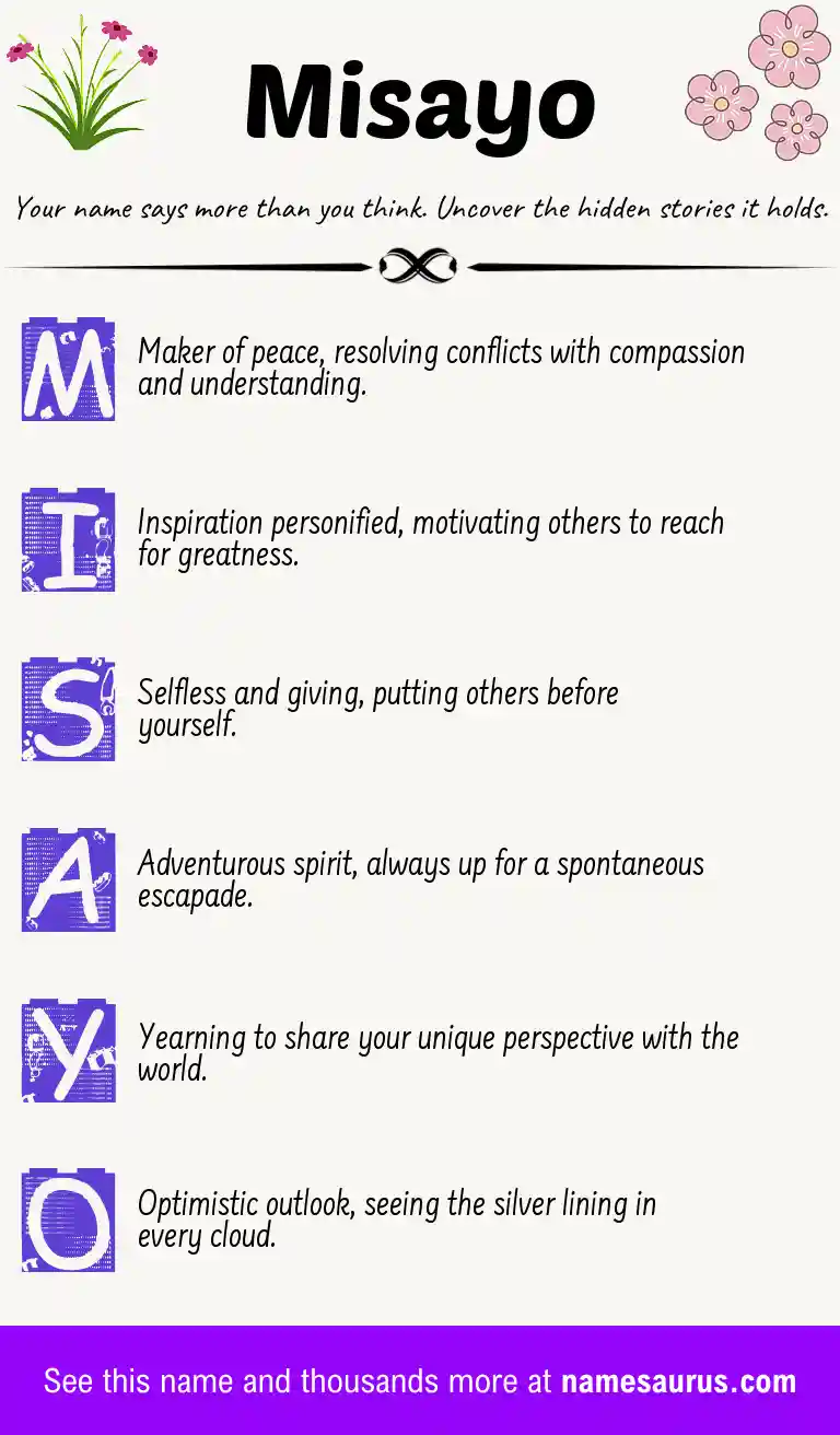 Acrostic poem about Misayo.