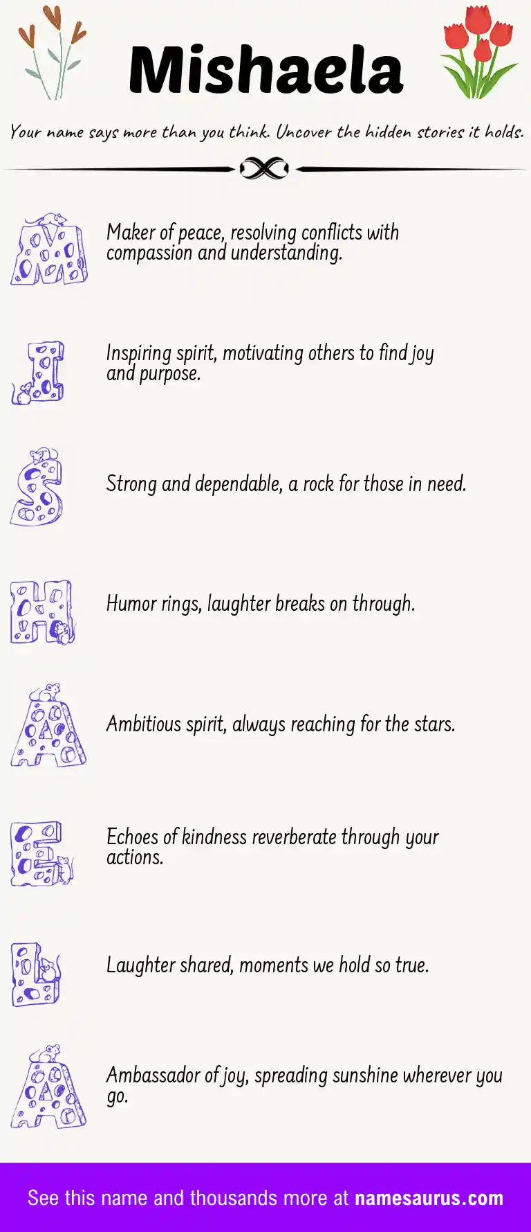 Acrostic poem about Mishaela.