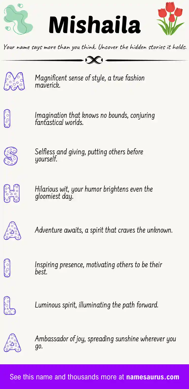 Acrostic poem about Mishaila.