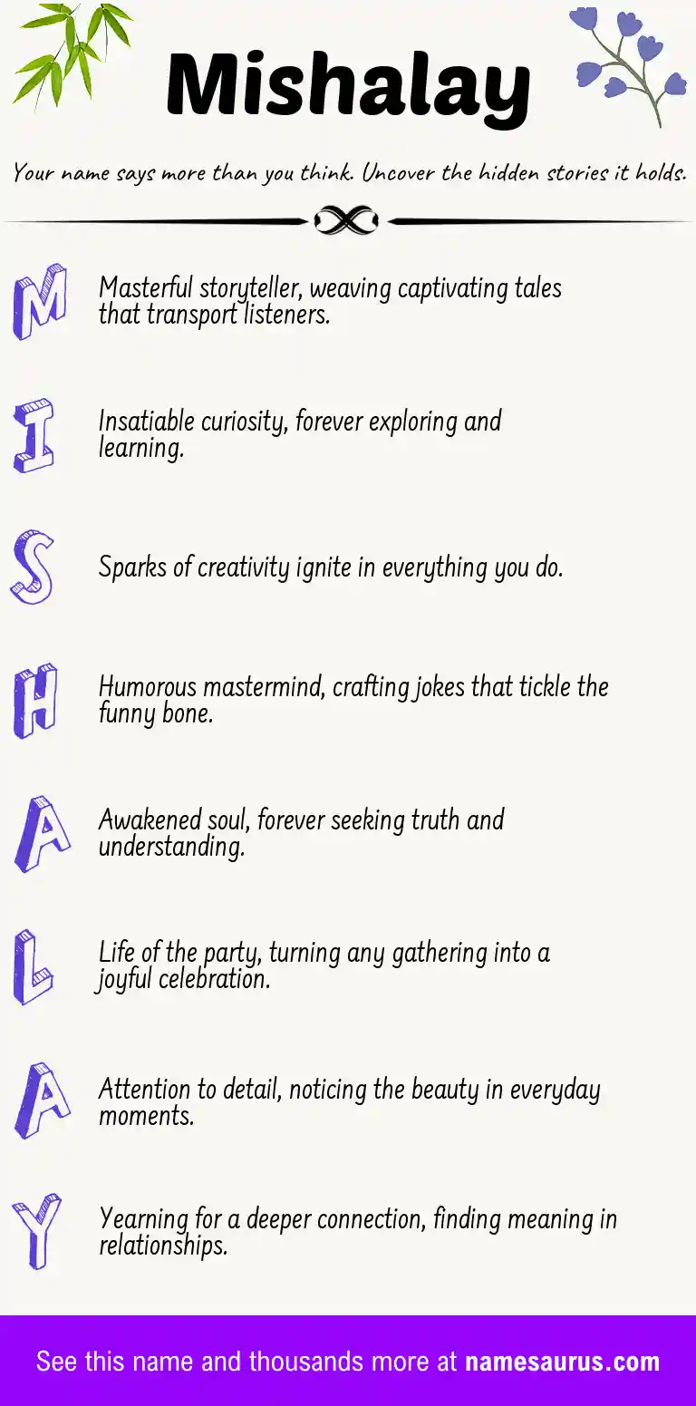 Acrostic poem about Mishalay.