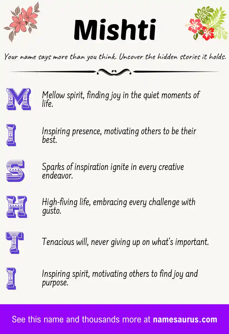 Acrostic poem about Mishti.