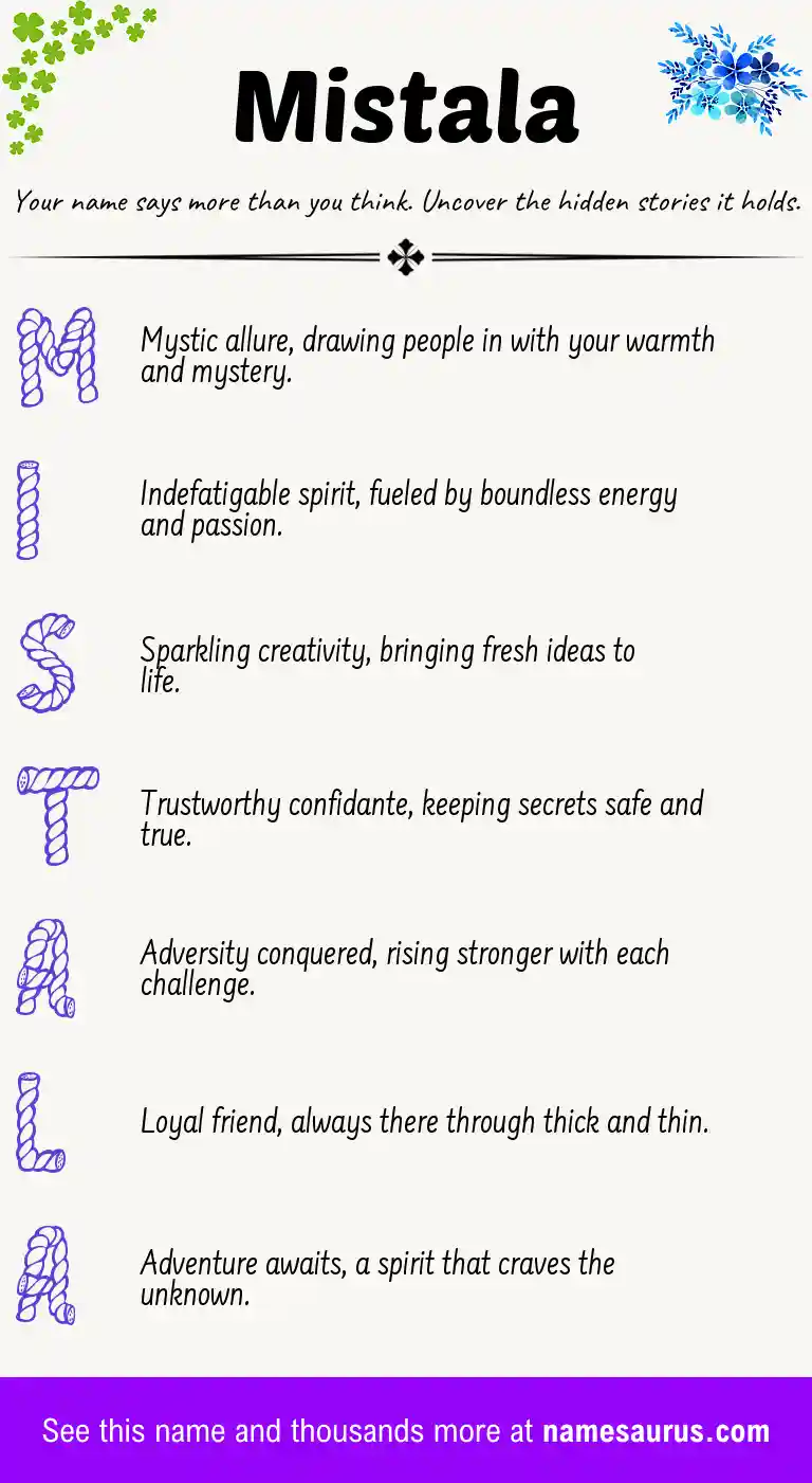 Acrostic poem about Mistala.