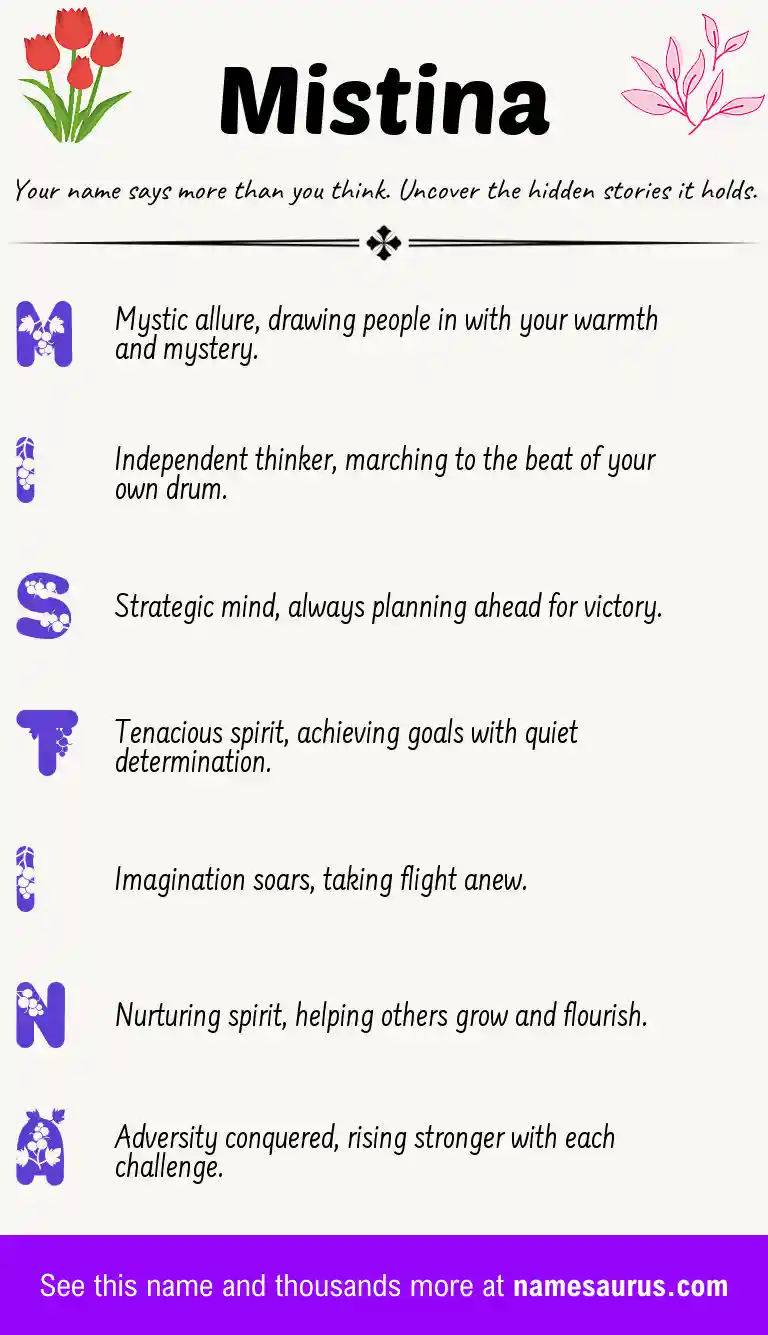 Acrostic poem about Mistina.