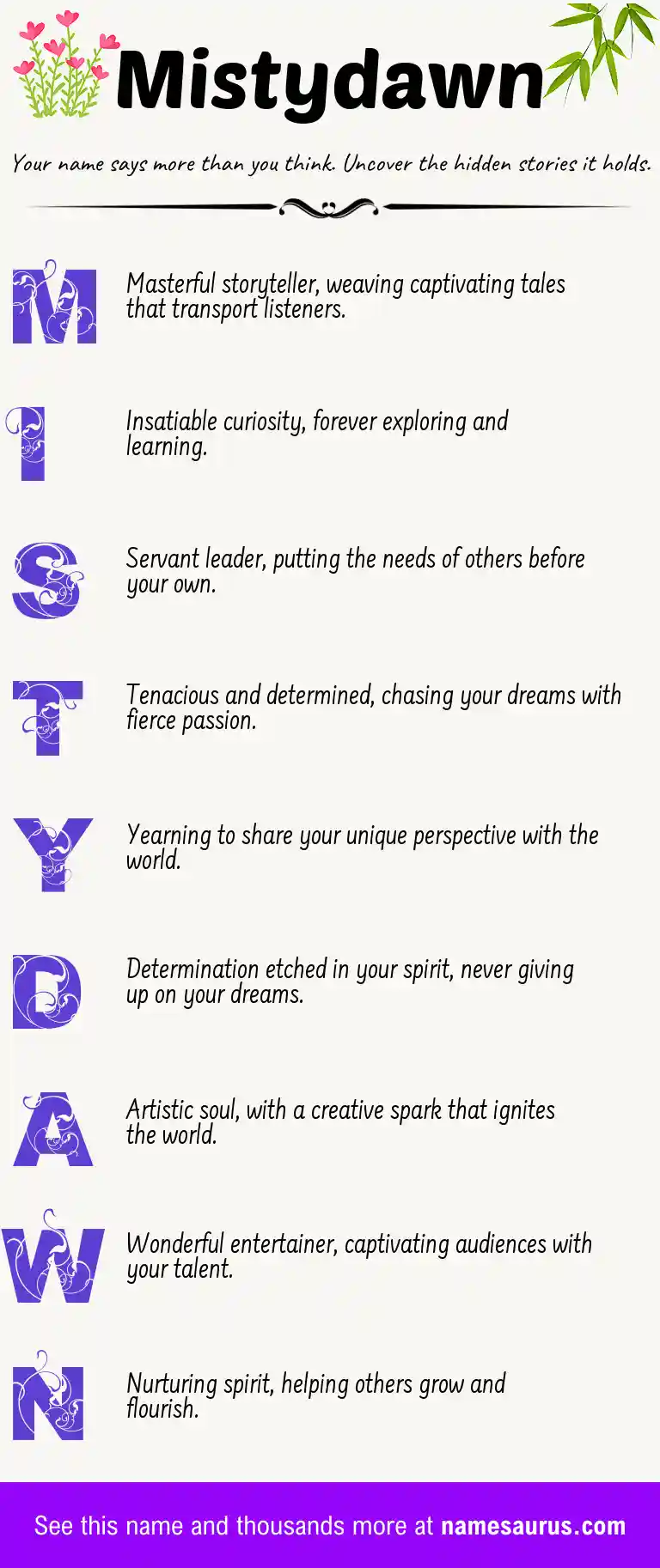 Acrostic poem about Mistydawn.