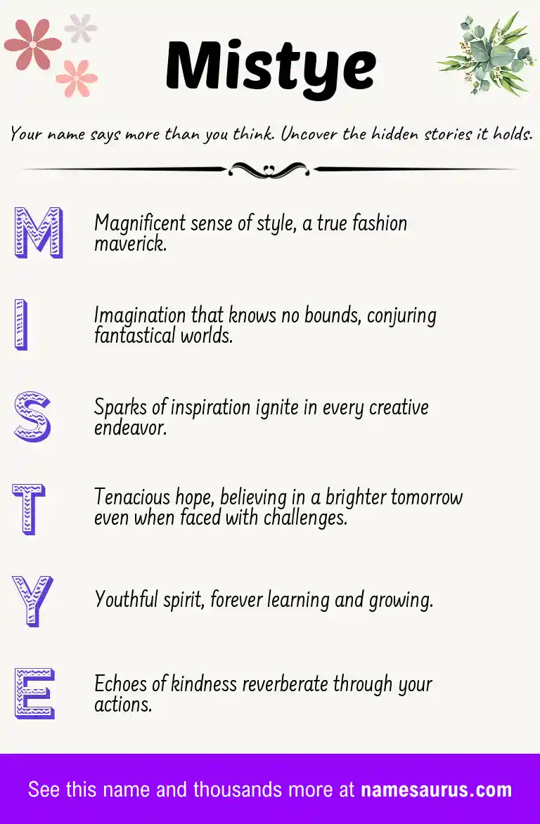 Acrostic poem about Mistye.