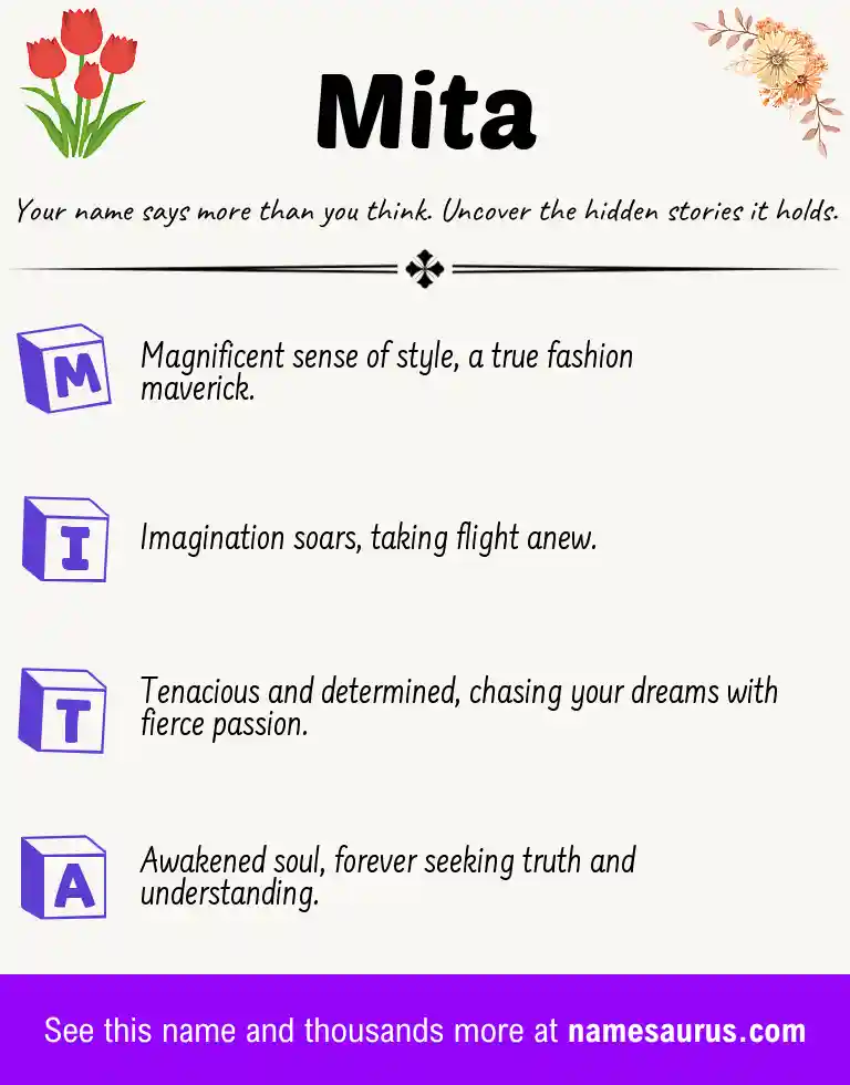 Acrostic poem about Mita.