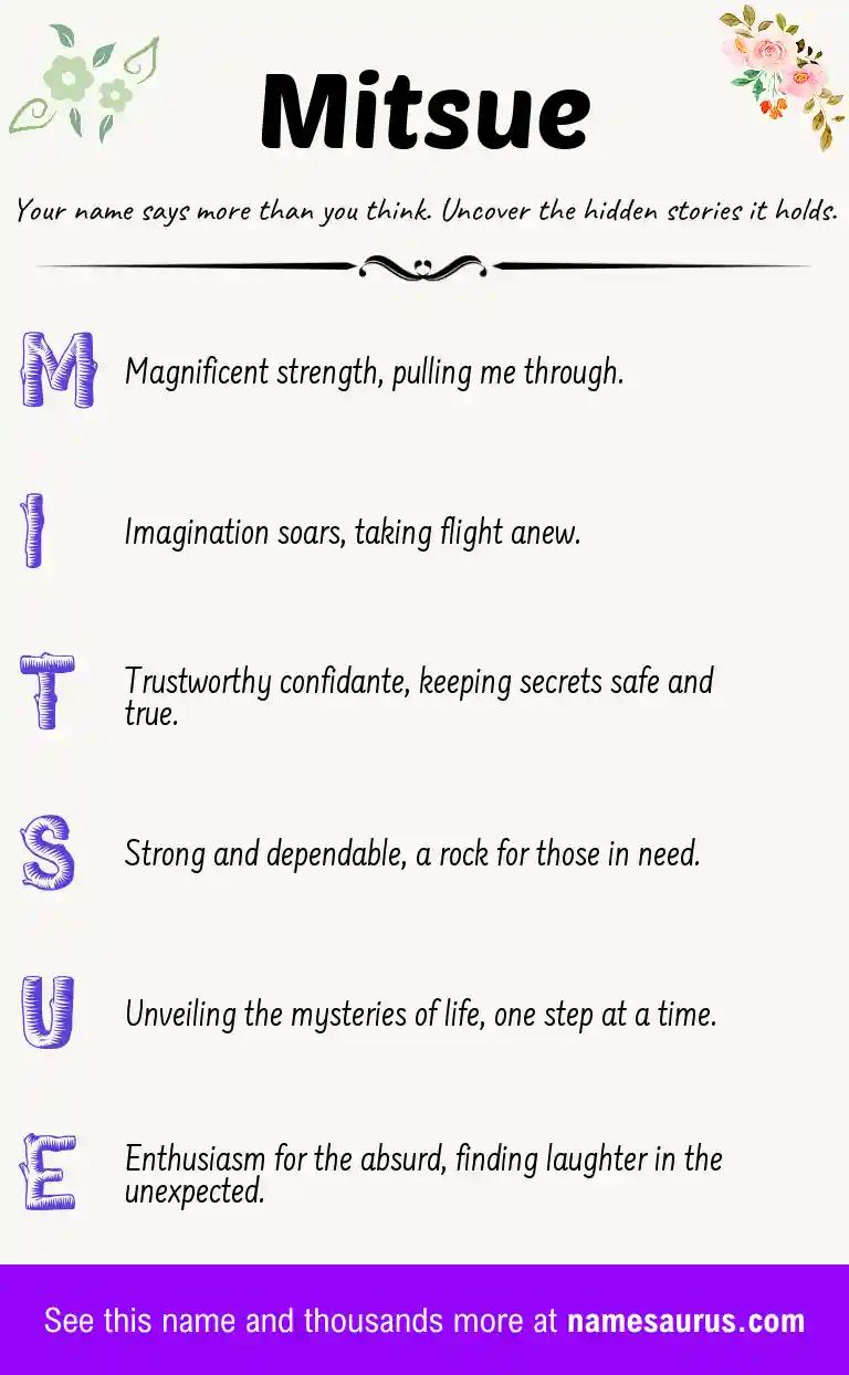 Acrostic poem about Mitsue.