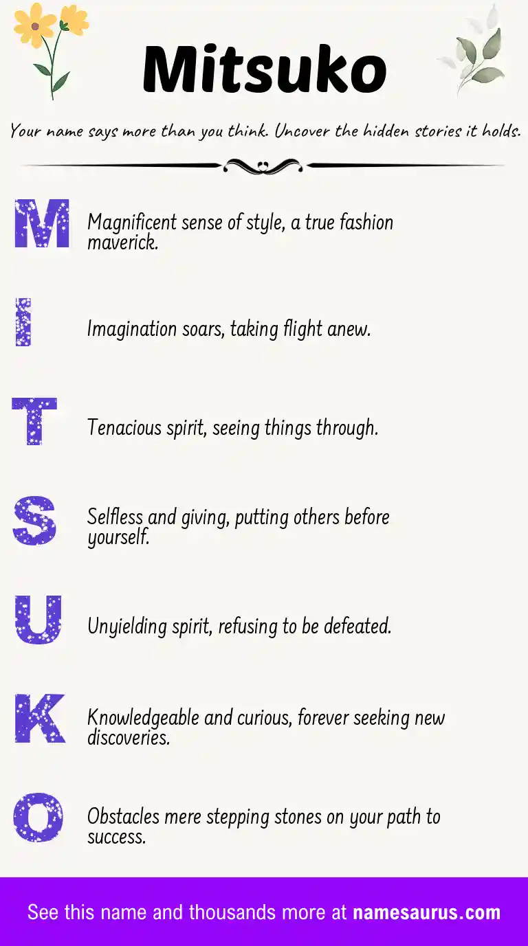 Acrostic poem about Mitsuko.