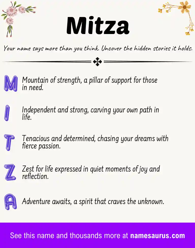 Acrostic poem about Mitza.
