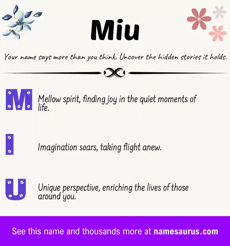 Acrostic poem about Miu.