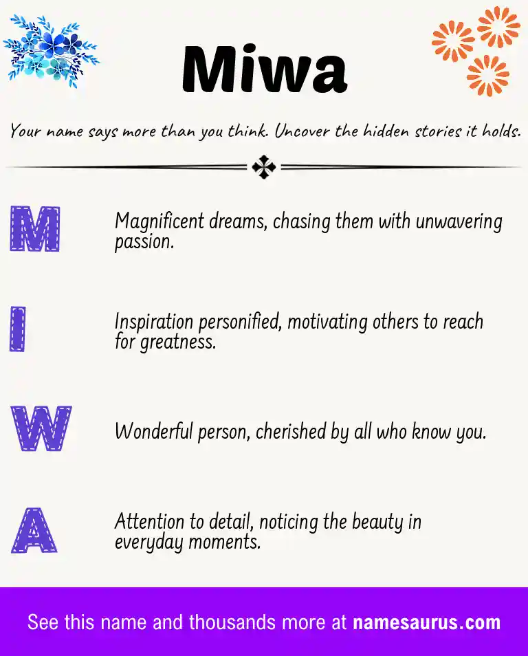 Acrostic poem about Miwa.