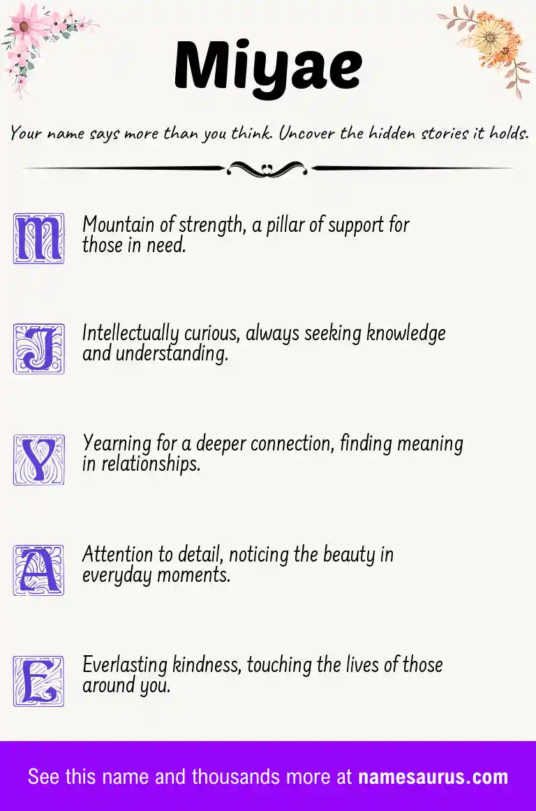 Acrostic poem about Miyae.