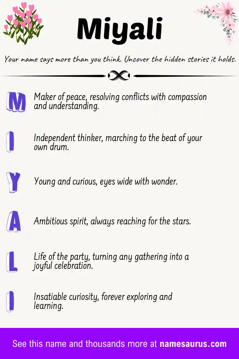 Acrostic poem about Miyali.